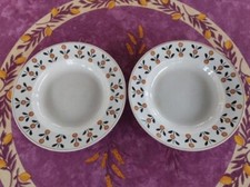 2 Assiettes Creuses Faience Saint Amand Modèle Vannes Déco Orange et Noir 22,5cm