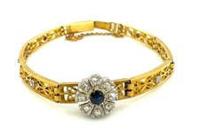 MAGNIFIQUE BRACELET OR 18 CARATS - Fleur en saphirs et diamants - 18,20 g