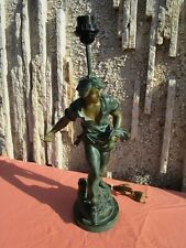PIED DE LAMPE / STATUETTE "SEMEUR" DEBUT 1900 EN REGULE par "A. MOREAU"
