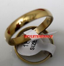 BAGUE ANNEAU BIJOU ALLIANCE MARIAGE FEMME HOMME ADO ACIER NEUVE PLAQUE OR 4mm
