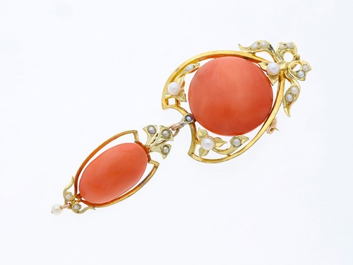 Ancien pendentif broche - , perle