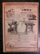 OMNIA MACHINE A COUDRE SEWING MACHINE  publicité advert 1922