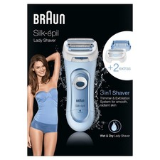 Rasoir Femme Braun LS 5160 - Épilation humide, bleu, waterproof