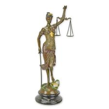 Sculpture statue grecque romaine de justice Themis en bronze véritable sur so...