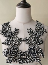 Miroir Paire Noir Strass Fleur