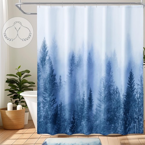 Rideau douche bleu forêt - de,