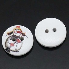 Boutons en Bois Rond Blanc 2