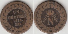 Monnaie en bronze 1 Décime