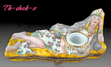 INDIENNE ENCRIER BOITE PORCELAINE DE PARIS ART DECO 1930 INKWELL BOX ALADIN?