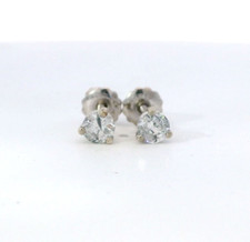 14k or Blanc 0.64ctw Rond Brillant Naturel Diamant 3-Prong Boucles D'Oreilles