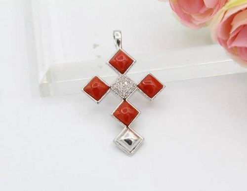 Collier gemme pendentif croix - collier,