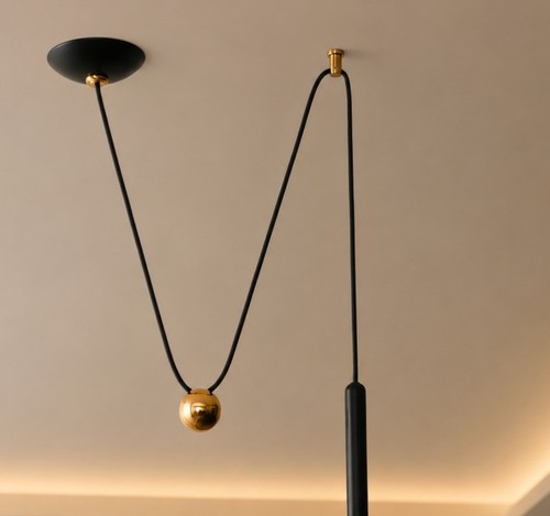 Lustre plafonnier poulie