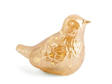 Oiseau En Verre Couleur Or Avec Led 11 Cm. Batterie 2XCR2032 H&H