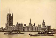 Stereoscopic. Royaume-Uni, London, houses of parliament  Vintage albumen print