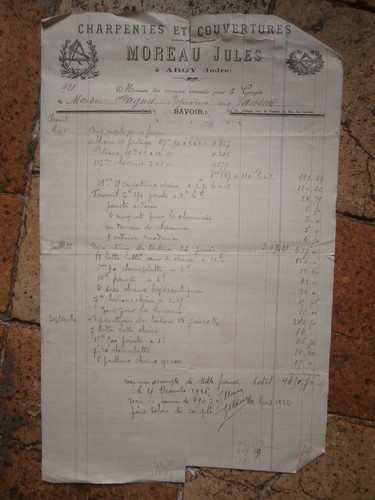 Facture ancienne argy indre - ancienne,