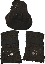 Magnifique bonnet et  mitaines assorties marron   Marithé et François Girbaud