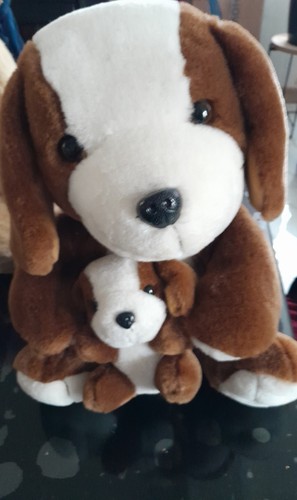 Peluche chien avec son petit - peluche,