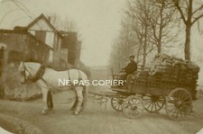 Transport de bois voiture hippomobile vers 1905 cheval carte photo