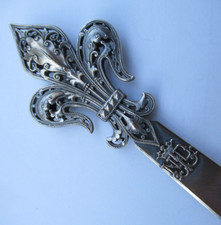 ANCIEN RARE COUPE PAPIER MARQUE PAGE FLEUR DE LYS LEGITIMISTE 185 mm de long