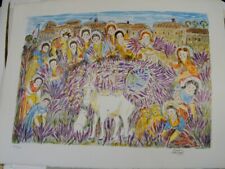 Émile CROCIANI (1902-1979) LITHO SIGNEE PROVENCE LAVANDE ITALIE ART NAIF 1960