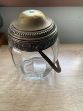 Pot À Biscuit Ou Bonbonnière En Verre Et Métal Argenté