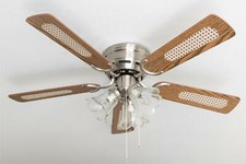 Ventilateur de plafond avec éclairage Kisa Nickel 105 cm pales chêne / noyer
