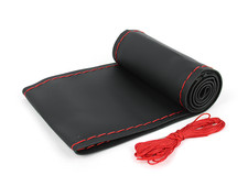 Housse de volant voiture lisse Ø37–38 cm couture rouge
