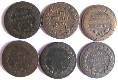 Pièces cinq centimes - pièces, de