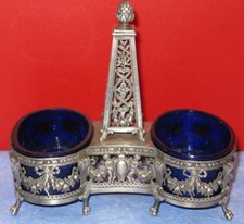 orfevrerie, argent massif, salière, poinçon à identifier, ange, amour, chérubin