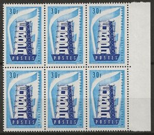 N° 1077**  30Frs EUROPA 1956 EN BLOC DE 6