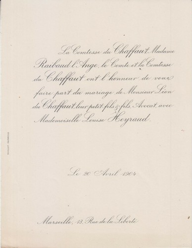 1904 faire part - mariage, léon
