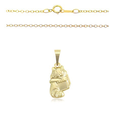Collier - Femme - Chaîne et Pendentif - Chat - Animal - Plaqué Or Jaune 585/1000