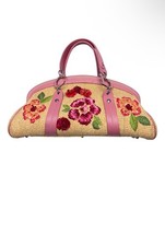 Christian Dior Limited Edition Raffia Floral Doctor Bag Rare Vintage Italy