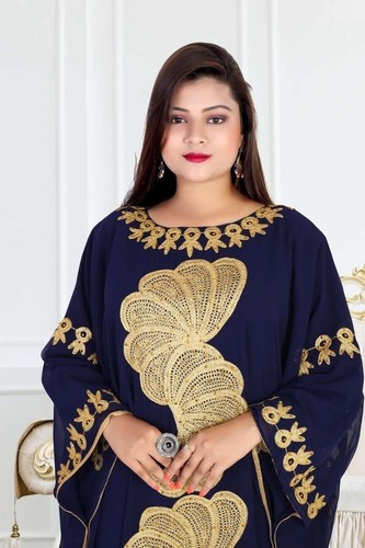 Caftan georgette bleu - georgette, marine