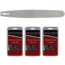 Guide 50 cm (20 pouces) + lot de 3 chaînes 72 maillons - Compatible tronçonneuse