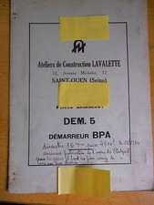 catalogue - manuel - pièces détachées Berliet ? DEM . 5 démarreur BPA ( réf 11 )