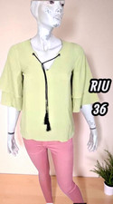 Jacqueline Riu Taille 36 Superbe blouse manches courtes jaune crème femme