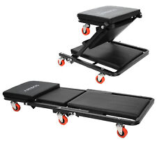 AREBOS 2 en 1 Chariot de Visite Mécanicien Chariot d’Atelier 150 kg Noir 6 Roues