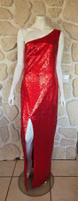 Robe longue fendue rouge à