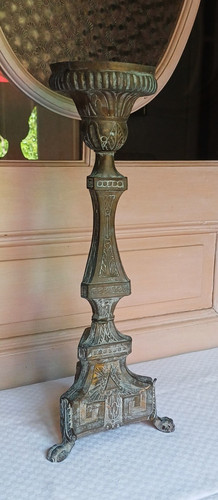 Ancien grand bougeoir cierge - grand,