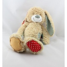Doudou lapin Beige rouge vert