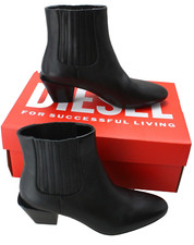 Bottes DIESEL D-Texanne Femme EU 40 Talon Carré Cuir Noir