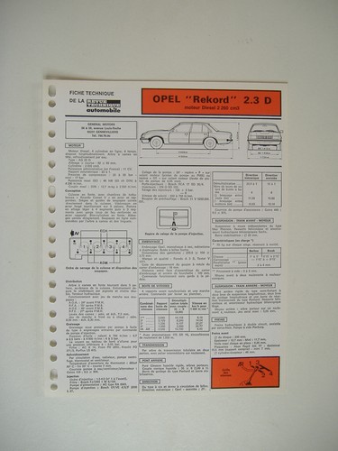 Fiche technique rta opel - technique,