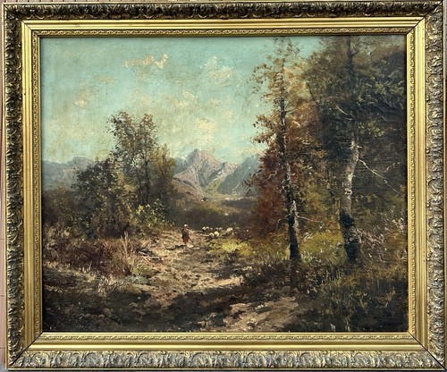 Barbizon school original oil - school,