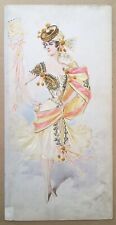Dessin Original Aquarelle Alfredo Edel Costume Femme Espagnole Opéra Danse 1906