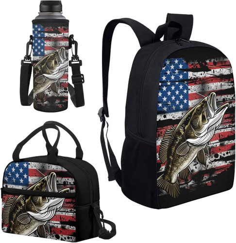 Kids bass fish american flag - kids,