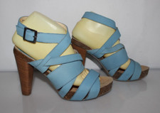 Escarpins à brides sandales à talons cuir bleu ELLOS T 40 Très bon état