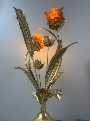 Floral lamp goldened - floral, in
