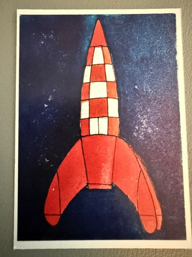 Tintin rocket aceo 5x2 5 - tintin’s,