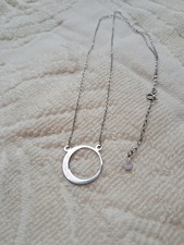 Collier Chaîne Argent Sterling Poinçonné 925 Pendentif Rond Lune Créateur Bijoux